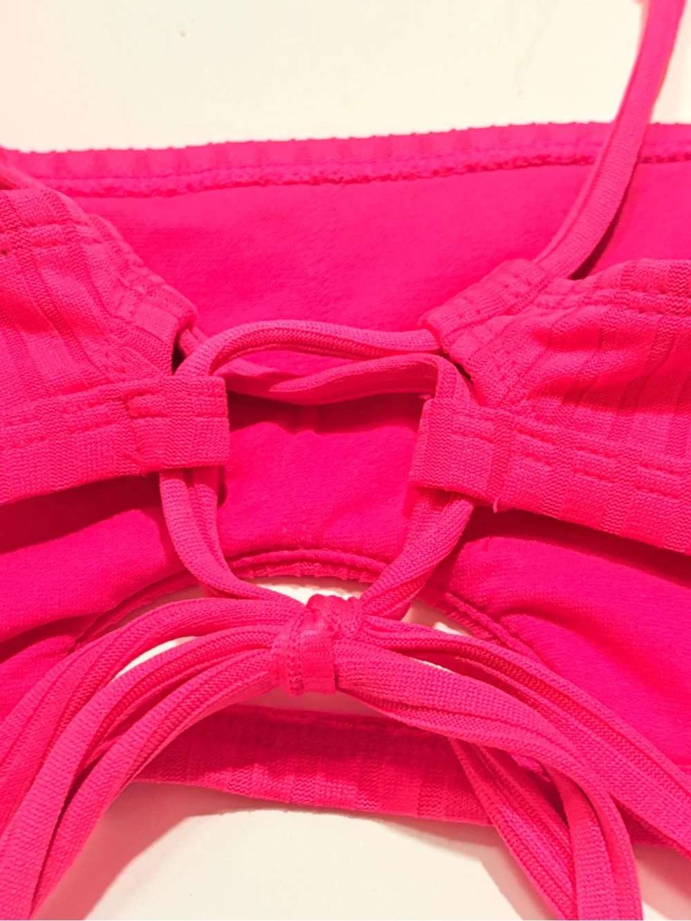 Xhilaration Hot Pink Ribbed Bikini Top